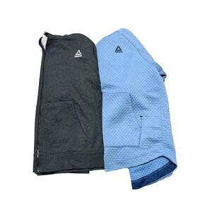 Reebok Womens Hoodie Bundle XL Charcoal Full Zip & Blue Textured Pullover 2pc